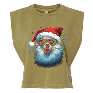 American Eskimo Dog Christmas Xmas Holiday Dog Mom Dad Gift Garment-Dyed Women's Muscle Tee