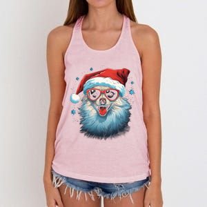 American Eskimo Dog Christmas Xmas Holiday Dog Mom Dad Gift Women's Knotted Racerback Tank