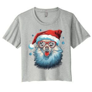 American Eskimo Dog Christmas Xmas Holiday Dog Mom Dad Gift Women's Crop Top Tee