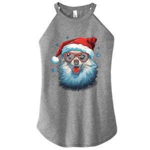 American Eskimo Dog Christmas Xmas Holiday Dog Mom Dad Gift Women's Perfect Tri Rocker Tank