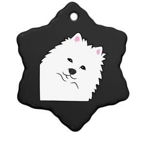 American Eskimo Dog Peeking From Side Cute American Eskimo Ceramic Star Ornament