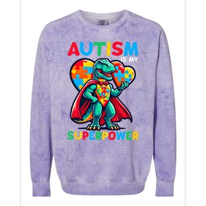 Autism Embrace Differences Dinosaur Trex Cute Puzzle Gift Colorblast Crewneck Sweatshirt