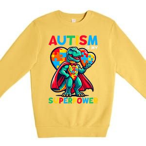 Autism Embrace Differences Dinosaur Trex Cute Puzzle Gift Premium Crewneck Sweatshirt