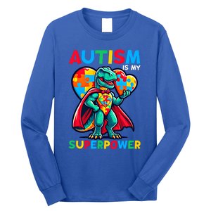 Autism Embrace Differences Dinosaur Trex Cute Puzzle Gift Long Sleeve Shirt