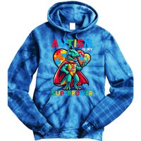 Autism Embrace Differences Dinosaur Trex Cute Puzzle Gift Tie Dye Hoodie