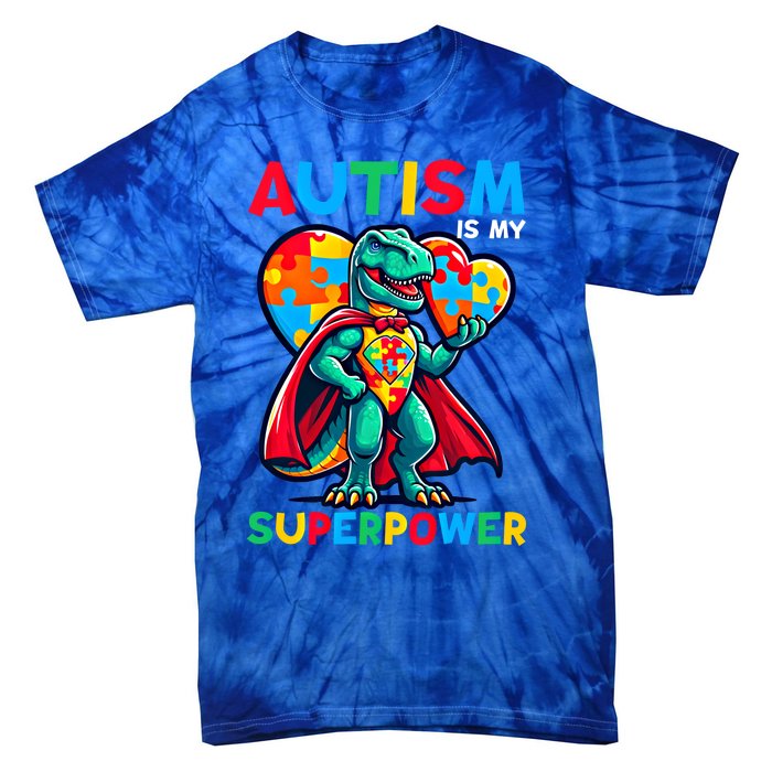 Autism Embrace Differences Dinosaur Trex Cute Puzzle Gift Tie-Dye T-Shirt