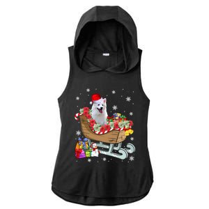 American Eskimo Dog Christmas Santa Hat Xmas Puppy Lover Gift Ladies PosiCharge Tri-Blend Wicking Draft Hoodie Tank