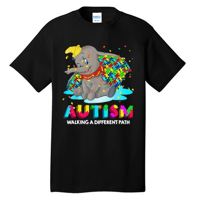 Autism Elephant Dumbo Walking A Different Path Autism Tall T-Shirt