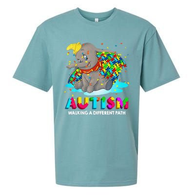 Autism Elephant Dumbo Walking A Different Path Autism Sueded Cloud Jersey T-Shirt