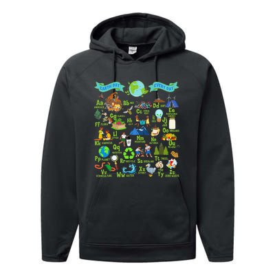 Alphabet Earth Day Every Day ABCs Save Planet Teacher Performance Fleece Hoodie