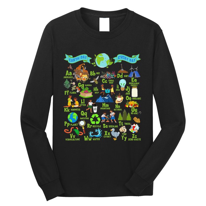 Alphabet Earth Day Every Day ABCs Save Planet Teacher Long Sleeve Shirt