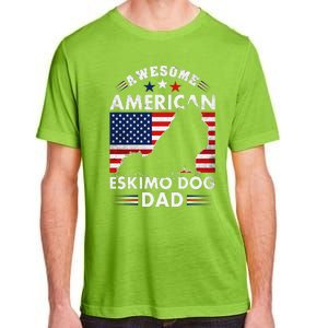 American Eskimo Dog Dad Owner Usa Flag 4th Of July America Adult ChromaSoft Performance T-Shirt