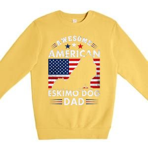 American Eskimo Dog Dad Owner Usa Flag 4th Of July America Premium Crewneck Sweatshirt