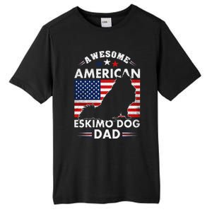 American Eskimo Dog Dad Owner Usa Flag 4th Of July America Tall Fusion ChromaSoft Performance T-Shirt