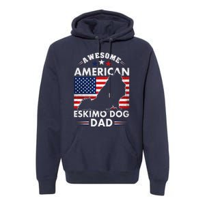 American Eskimo Dog Dad Owner Usa Flag 4th Of July America Premium Hoodie