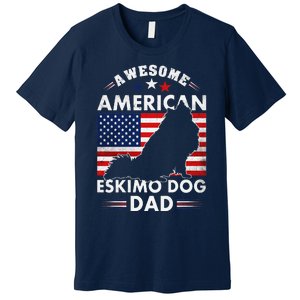 American Eskimo Dog Dad Owner Usa Flag 4th Of July America Premium T-Shirt