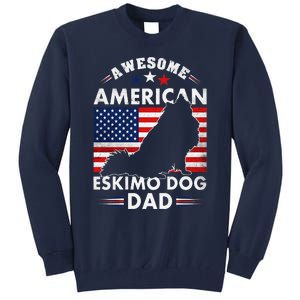 American Eskimo Dog Dad Owner Usa Flag 4th Of July America Tall Sweatshirt