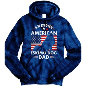 American Eskimo Dog Dad Owner Usa Flag 4th Of July America Tie Dye Hoodie