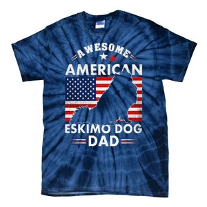 American Eskimo Dog Dad Owner Usa Flag 4th Of July America Tie-Dye T-Shirt