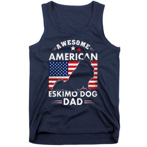 American Eskimo Dog Dad Owner Usa Flag 4th Of July America Tank Top