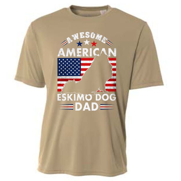 American Eskimo Dog Dad Owner Usa Flag 4th Of July America Cooling Performance Crew T-Shirt