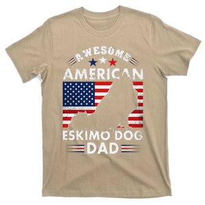 American Eskimo Dog Dad Owner Usa Flag 4th Of July America T-Shirt