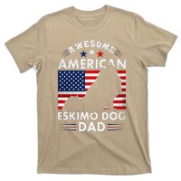 American Eskimo Dog Dad Owner Usa Flag 4th Of July America T-Shirt