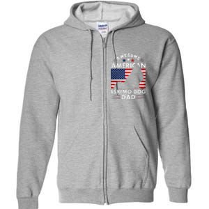 American Eskimo Dog Dad Owner Usa Flag 4th Of July America Full Zip Hoodie