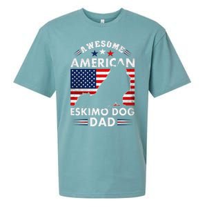 American Eskimo Dog Dad Owner Usa Flag 4th Of July America Sueded Cloud Jersey T-Shirt