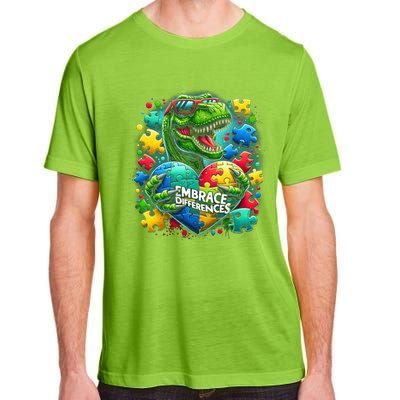 Autism Embrace Differences Dinosaur Trex Puzzle Gift Adult ChromaSoft Performance T-Shirt