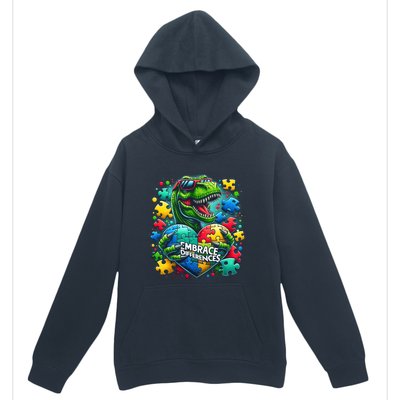 Autism Embrace Differences Dinosaur Trex Puzzle Gift Urban Pullover Hoodie