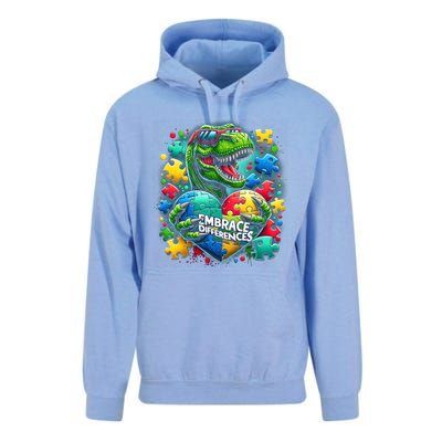 Autism Embrace Differences Dinosaur Trex Puzzle Gift Unisex Surf Hoodie