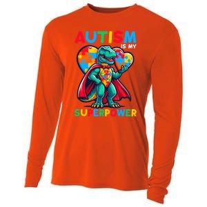 Autism Embrace Differences Dinosaur Trex Cute Puzzle Gift Cooling Performance Long Sleeve Crew