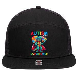 Autism Embrace Differences Dinosaur Trex Cute Puzzle Gift 7 Panel Mesh Trucker Snapback Hat