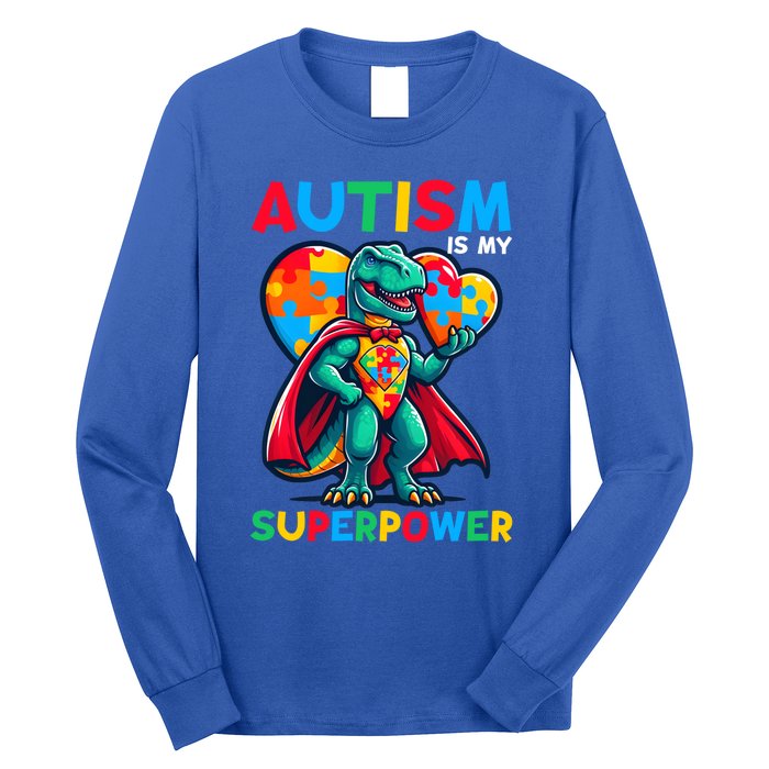 Autism Embrace Differences Dinosaur Trex Cute Puzzle Gift Long Sleeve Shirt