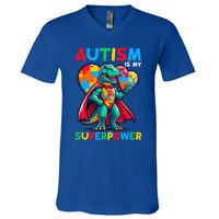 Autism Embrace Differences Dinosaur Trex Cute Puzzle Gift V-Neck T-Shirt