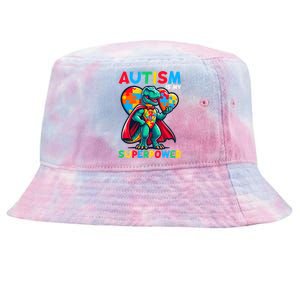 Autism Embrace Differences Dinosaur Trex Cute Puzzle Gift Tie-Dyed Bucket Hat