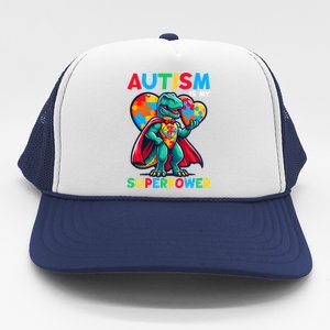 Autism Embrace Differences Dinosaur Trex Cute Puzzle Gift Trucker Hat