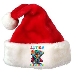 Autism Embrace Differences Dinosaur Trex Cute Puzzle Gift Premium Christmas Santa Hat