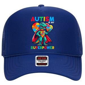 Autism Embrace Differences Dinosaur Trex Cute Puzzle Gift High Crown Mesh Back Trucker Hat