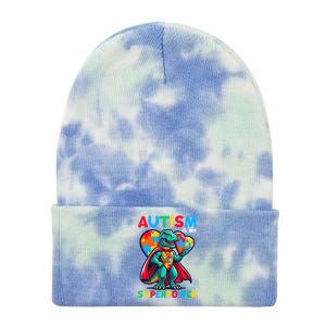 Autism Embrace Differences Dinosaur Trex Cute Puzzle Gift Tie Dye 12in Knit Beanie