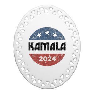 America Election Democrats Vote Harris 2024 President Ceramic Oval Ornament