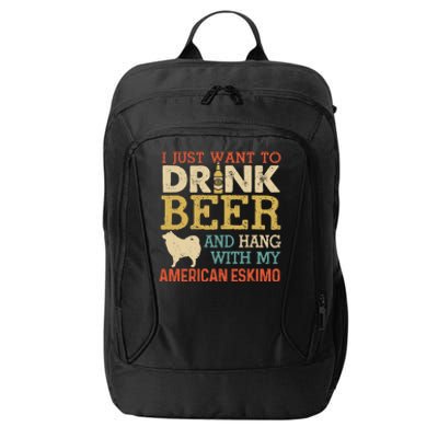 American Eskimo Dad Beer Hang With Dog Funny Vintage Gift City Backpack