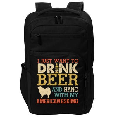 American Eskimo Dad Beer Hang With Dog Funny Vintage Gift Impact Tech Backpack