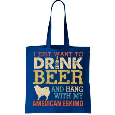 American Eskimo Dad Beer Hang With Dog Funny Vintage Gift Tote Bag