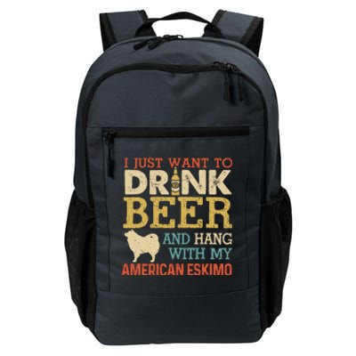 American Eskimo Dad Beer Hang With Dog Funny Vintage Gift Daily Commute Backpack