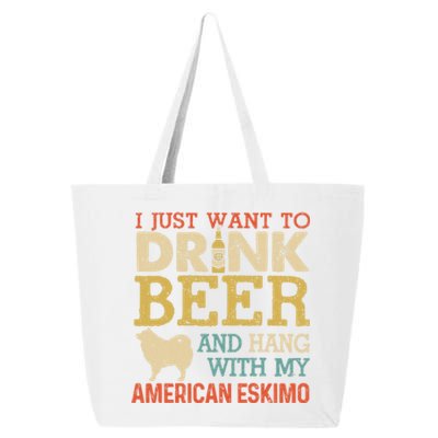 American Eskimo Dad Beer Hang With Dog Funny Vintage Gift 25L Jumbo Tote