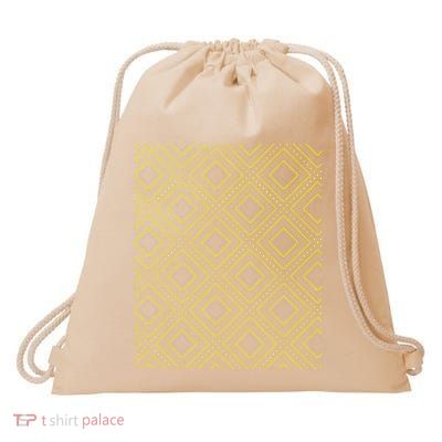 African Ethiopian Ethnic Simple Gold Patterns Drawstring Bag