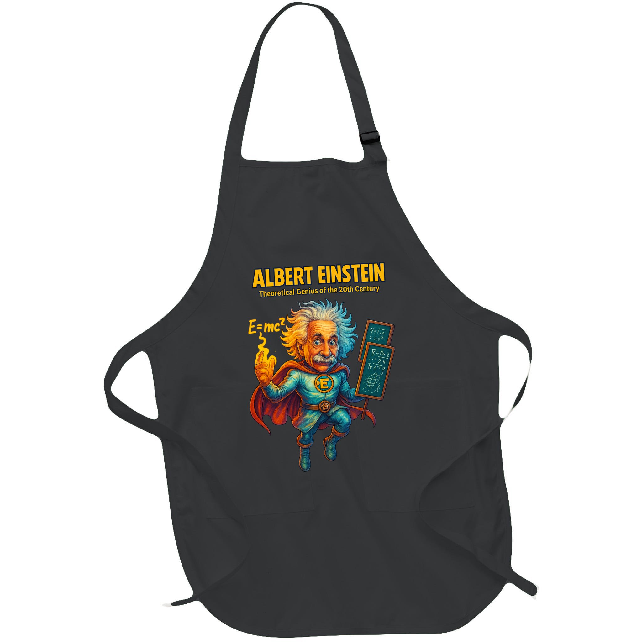 Albert Einstein E-MC2 Cartoon Superhero Comic Style Apron