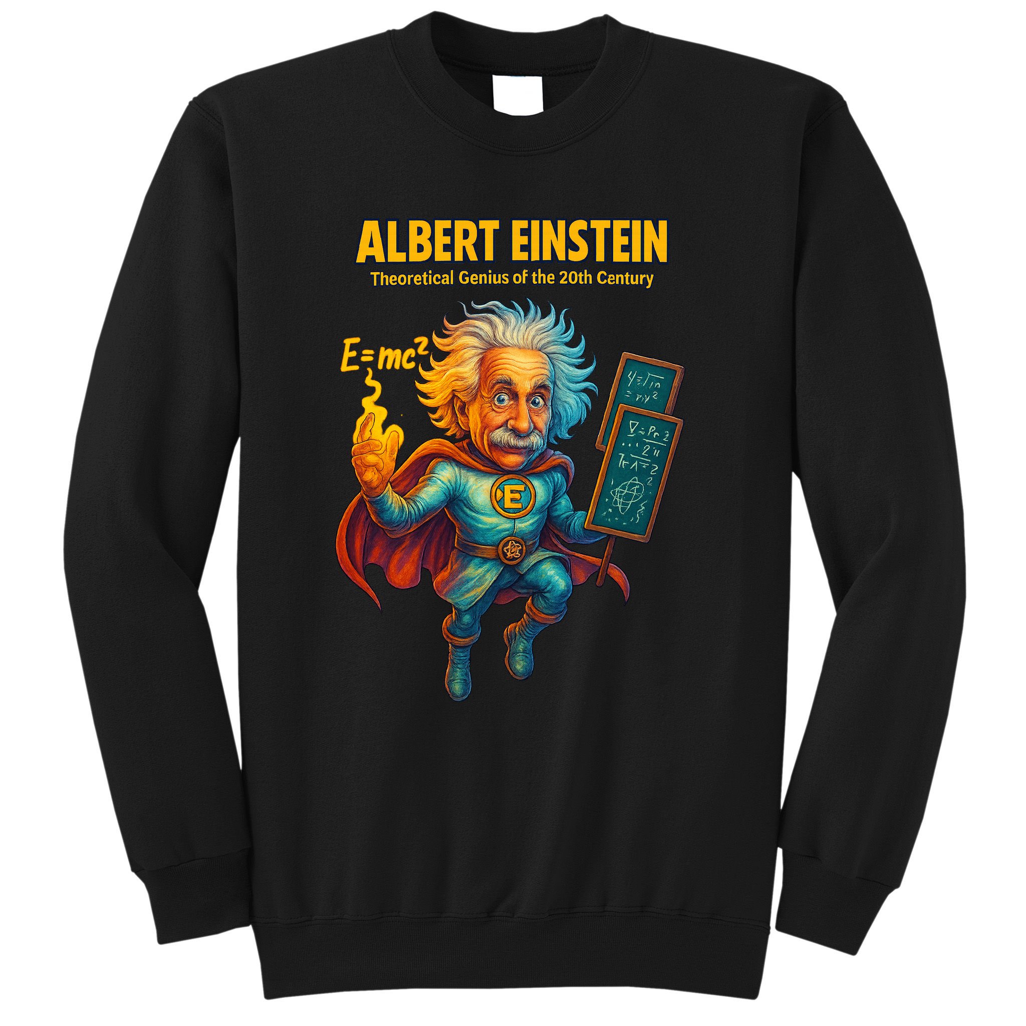Albert Einstein E-MC2 Cartoon Superhero Comic Style Sweatshirt